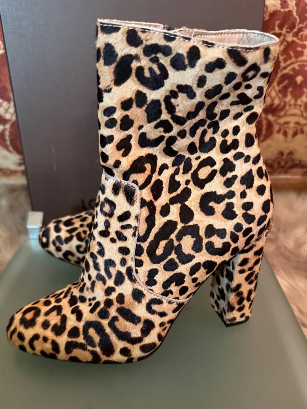 Steve Madden Leopard Print Heeled Ankle Boots - Tan & Black